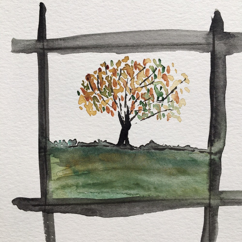 Matt Scalf Abstract Trees Landscape ORIGINAL PAINTING Watercolor 9x12 Autumn