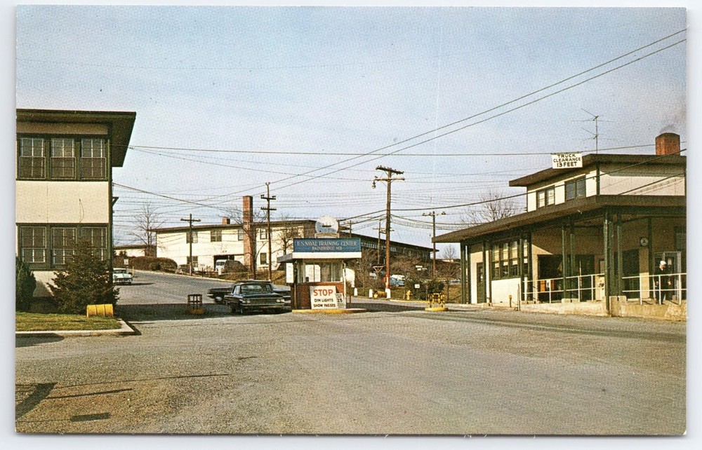 Vintage U.S. Naval Training Center Main Gate Bainbridge Maryland Postcard