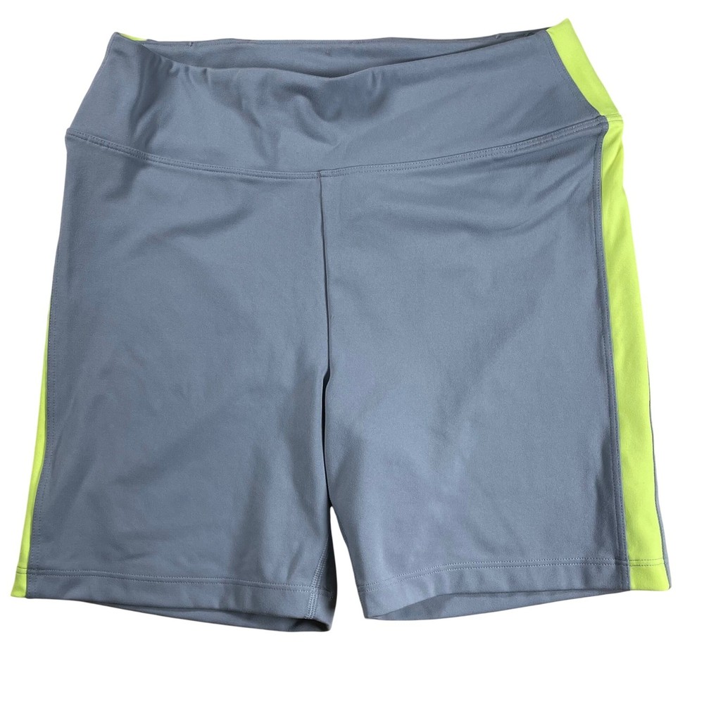 PINK Active Bike Shorts Womens Medium Gray High Waist Neon Athletic Gym Pocket