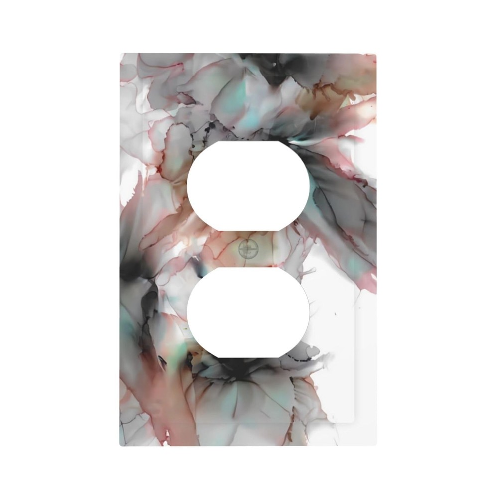 Marble Flower 1 Gang Outlet Covers Duplex Receptacle Wall Plate Decorative El...