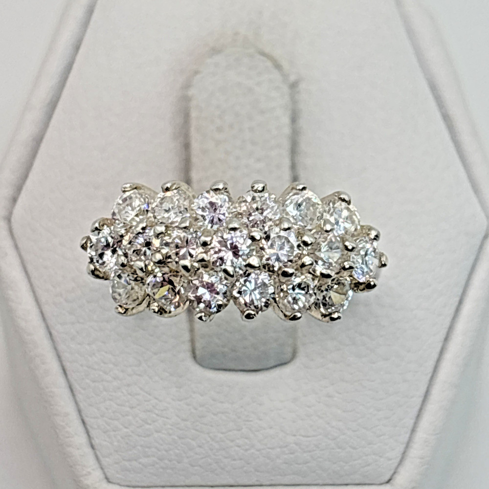 STUNNING .925 Vintage Sterling Silver Estate Ring Size 6.5 Colorless stone