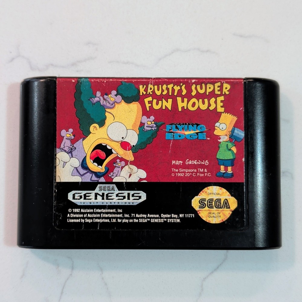 Krusty's Super Fun House (Sega Genesis, 1994) Cleaned, Tested, & Working