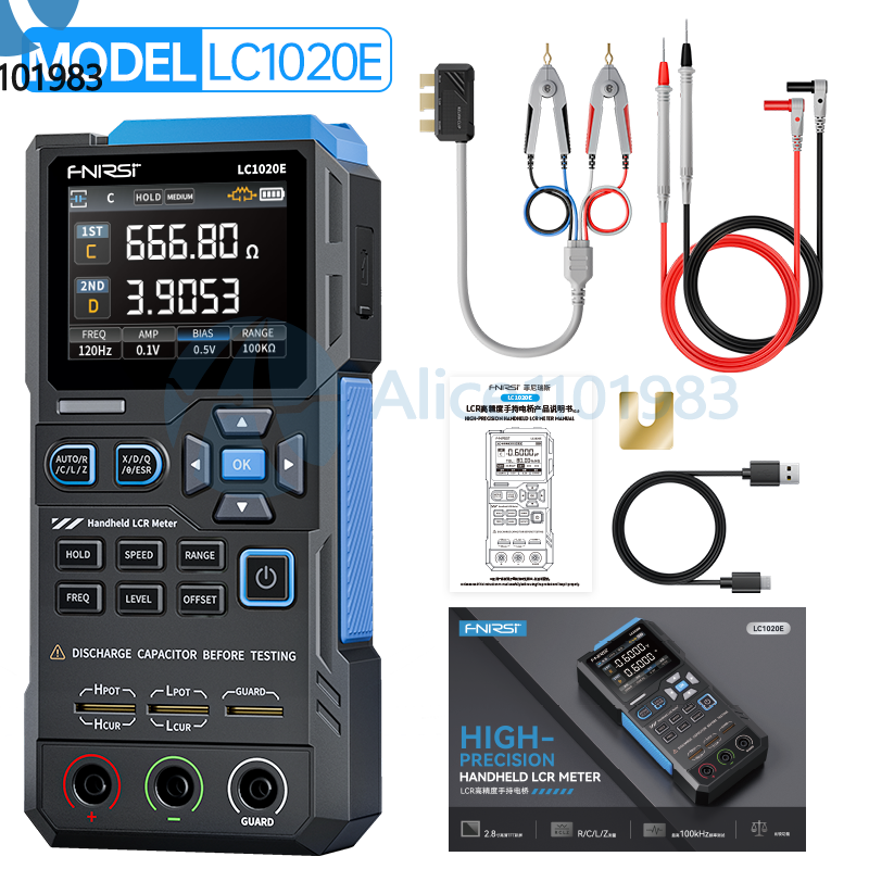 FNIRSI LC1020E Bridge LCR Tester ESR Resistance Capacitance Inductance Meter