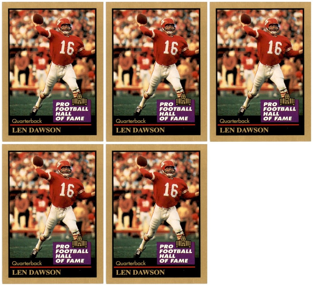 (5) 1991 ENOR Pro Football HOF #33 Len Dawson Kansas City Chiefs Card Lot