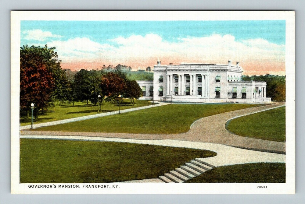 Frankfort Kentucky, GOVERNOR'S MANSION Vintage Souvenir Postcard