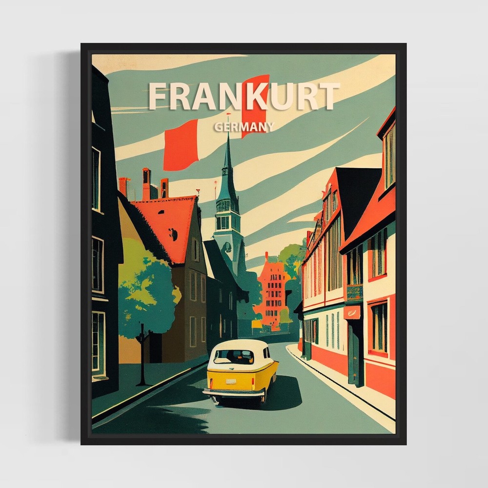 Frankurt Retro Art Print Frankurt Wall Art Illustration Frankurt Vintage