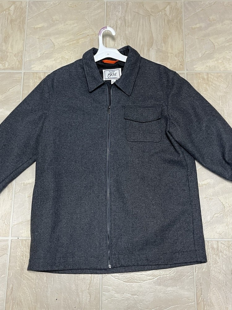 Men's Charcoal Gray Wool Blend Lined Full Zip Collared Jacket Size L