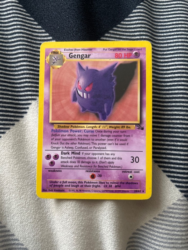 Gengar 20/62 Fossil Pokemon TCG Regular Holo 95 96 98