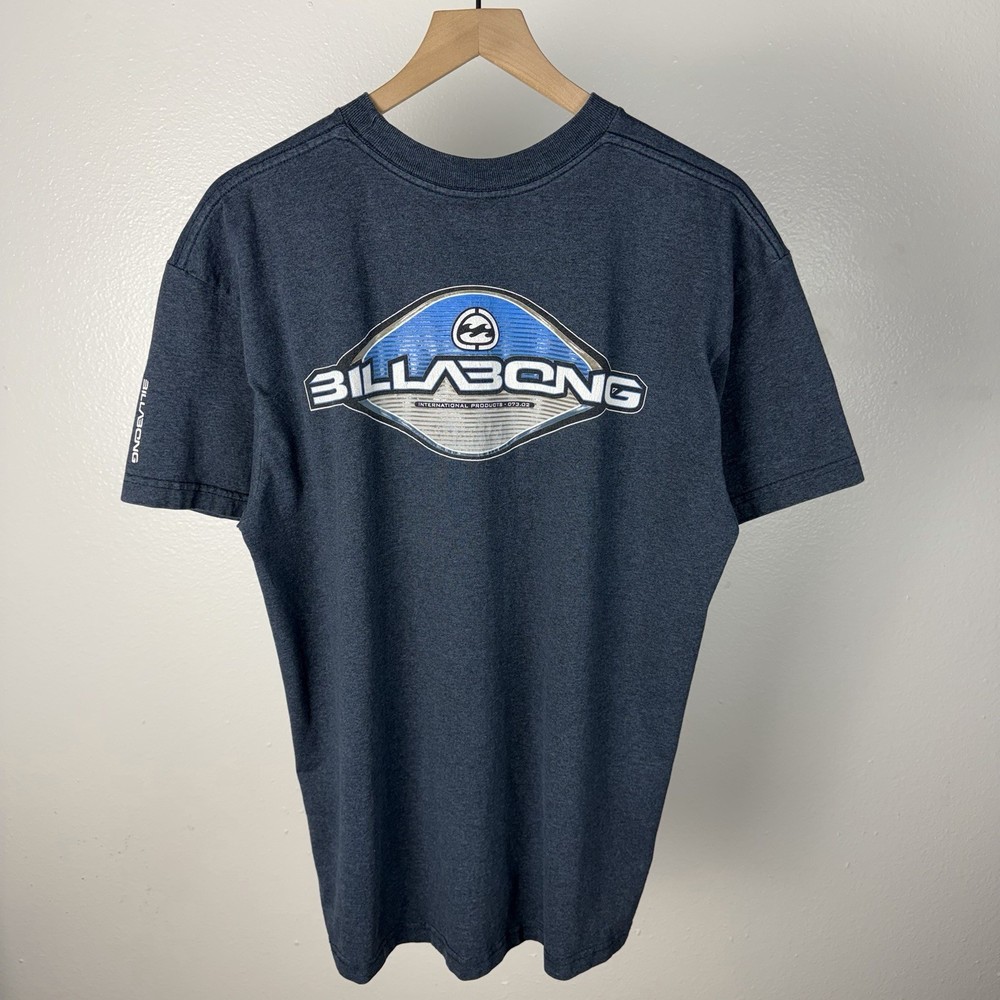 Vintage 90’s Billabong Surf Skate Big Logo Made In USA Blue T Shirt Size Large