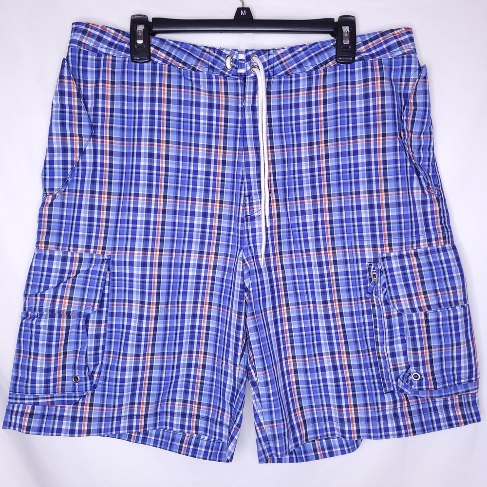 Polo Ralph Lauren Cargo Shorts Mens 36 Plaid Blue, Red