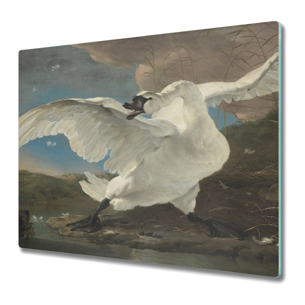Tempered Glass Cutting Board Worktop Saver Pompous Swan Painting Art 60x52