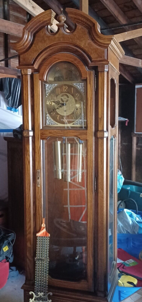 Reloj Abuelo Madera Howard Miller Vintage Triple Timbre 610-178 manuf 1979-image