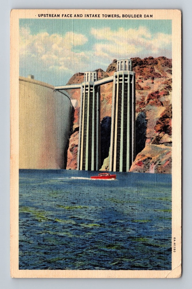 Boulder Dam NV-Nevada Upstream Face And Intake Towers Vintage Postcard