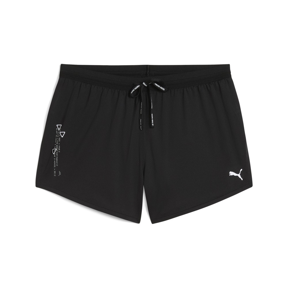 PUMA Run Knit 3 Inch Split Athletic Shorts Womens Black Casual Athletic Bottoms