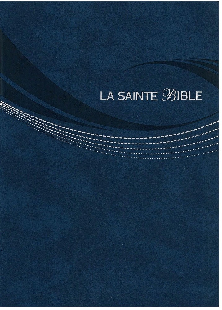 French Bible LARGE PRINT Compact, Segond 1910 Nave Blue Imitation Leather Wave