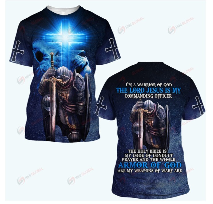 I'M A WARRIOR OF GOD KNIGHT CHRISTIAN GOD JESUS SUMMER NEW 3D T-SHIRT Best Price