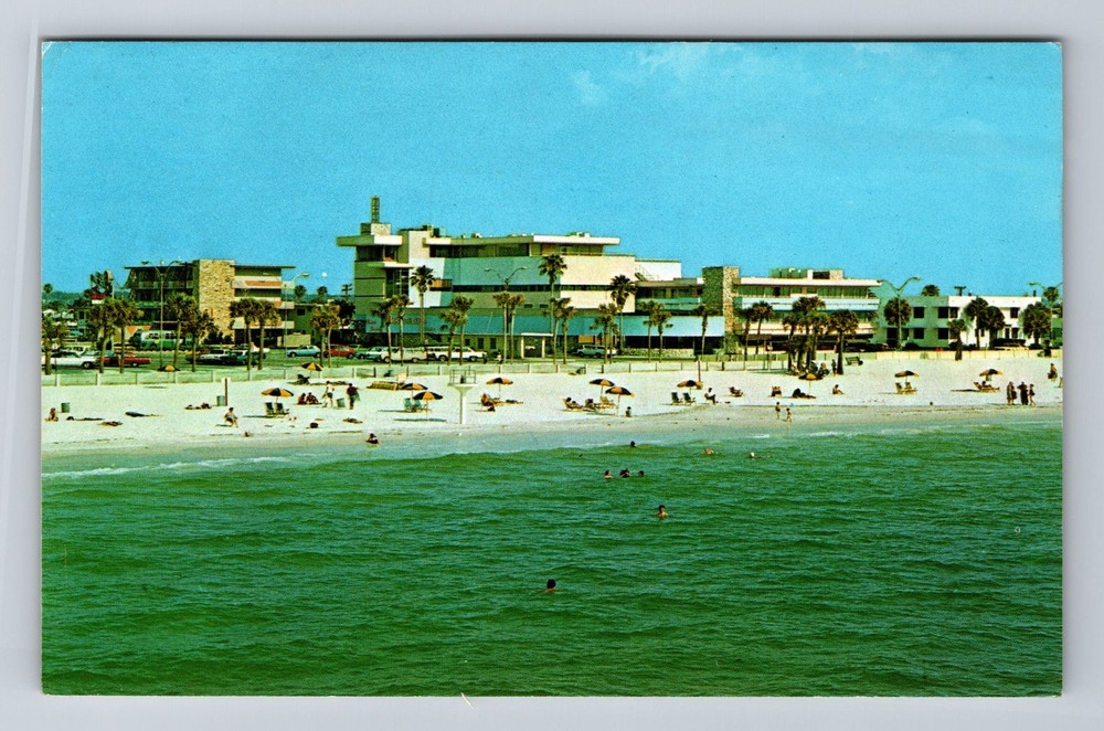 Clearwater Beach FL-Florida Beach Port Vue Happy Islands Hotel Vintage Postcard