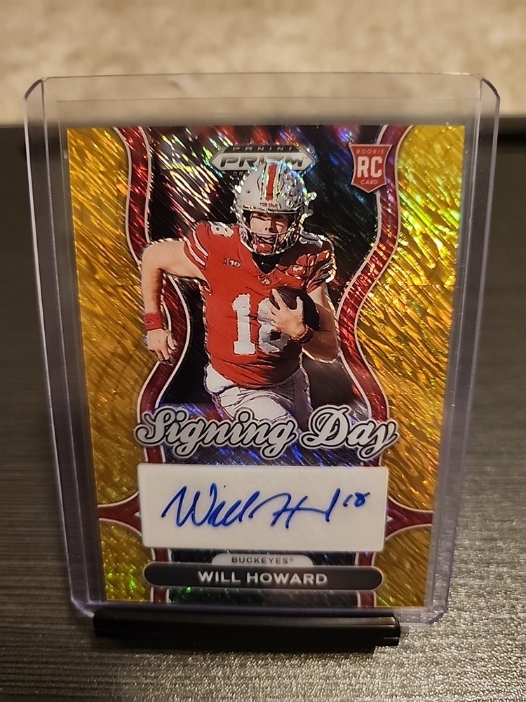 2025 Prizm Draft Picks Will Howard Signing Day RC Gold Prizm Shimmer Auto 09/15