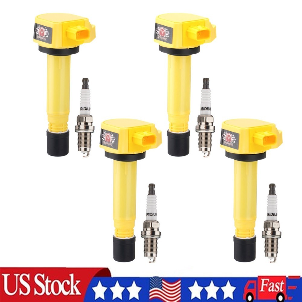 4pcs Ignition Coil & Iridium Spark Plug for 2006-2011 Honda Civic 1.8L UF582