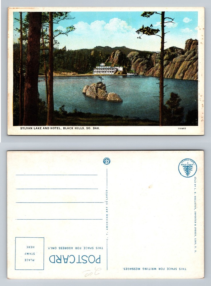 Black Hills, SD-South Dakota, Sylvan Lake and Hotel Scenic View Vintage Postcard