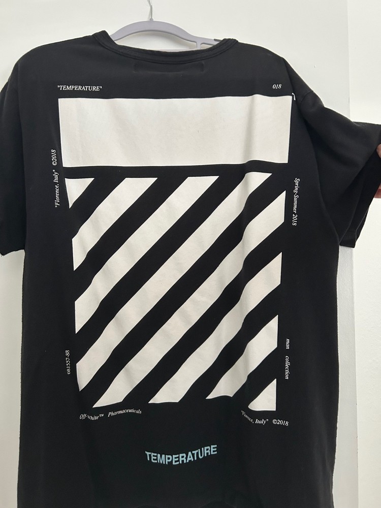 2018 Off-White Temperature T-shirt - Pharmaceuticals Size Large Italy Virgil