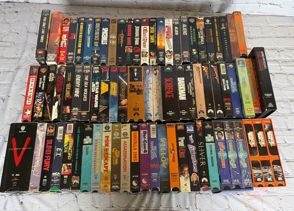 Lot of 72 Vintage VHS Tape Movie Thriller / Suspense / Action / Comedy / Sci-fi