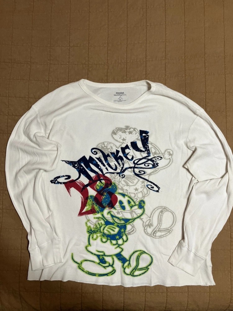 Disney Mickey Tribal Vintage Y2K Long Sleeve Thermal Waffle Knit Men's Size XL