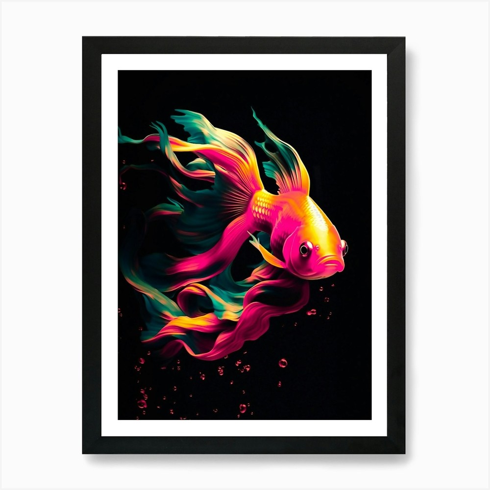 Betta Fish Colorful Art Print Framed Wall Art Poster Canvas Print Picture