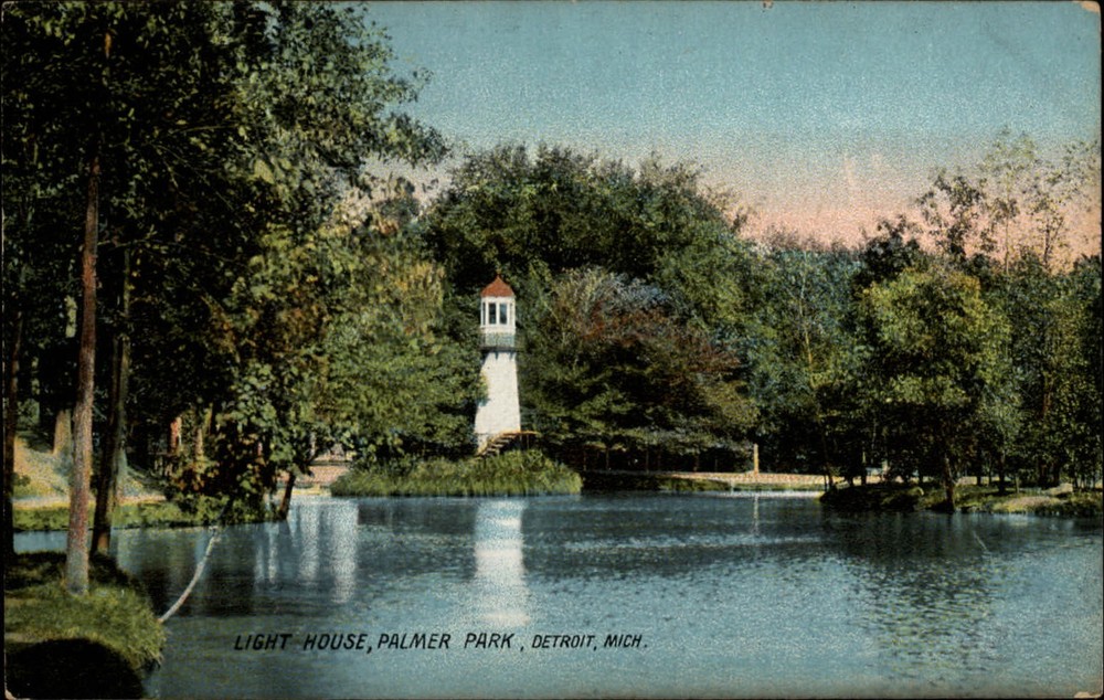 Light House Palmer Park Detroit Michigan ~ c1910 vintage postcard