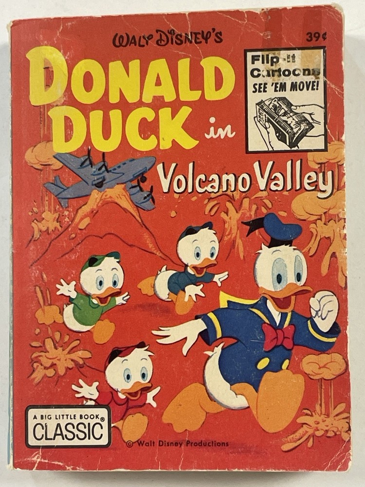 Donald Duck in Volcano Valley 1973 Whitman Big Little Book,Flip-It Cartoon #5760