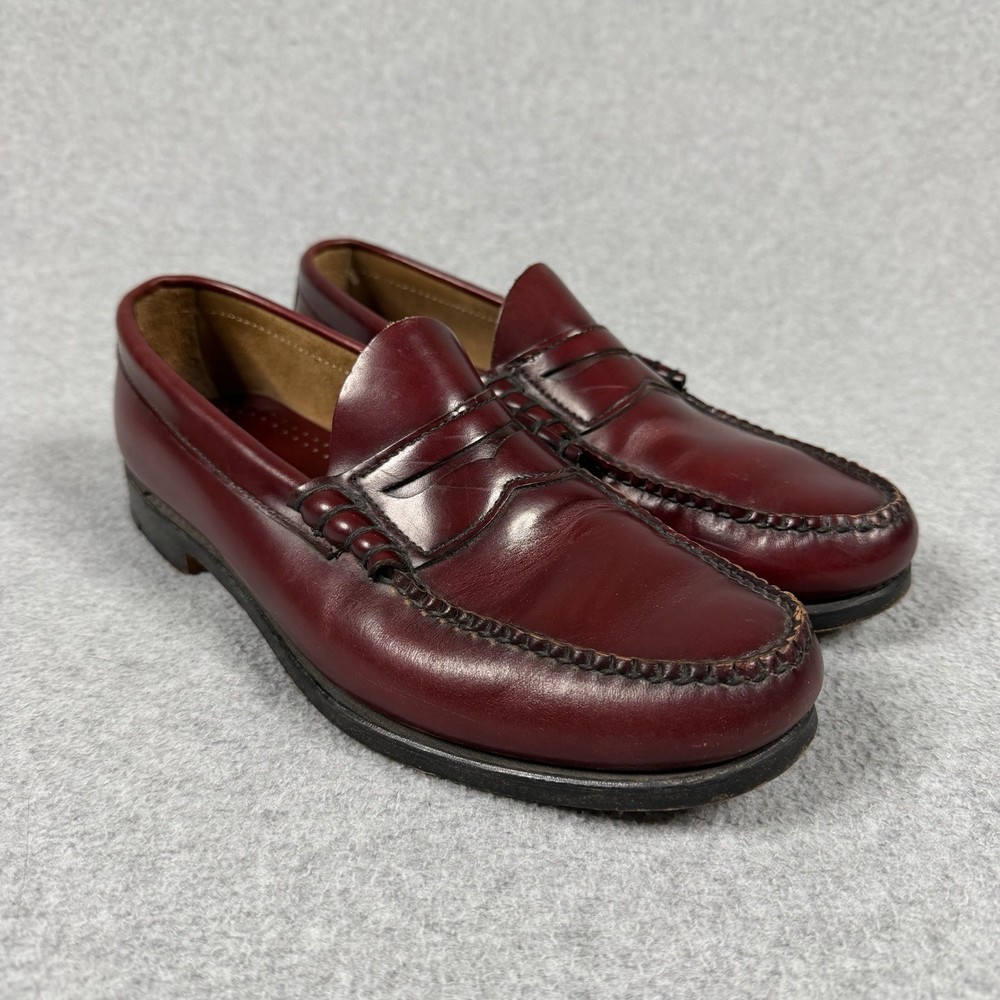 GH Bass Weejuns Men’s 9.5 D Penny Loafers Burgundy Leather Made in USA Dress