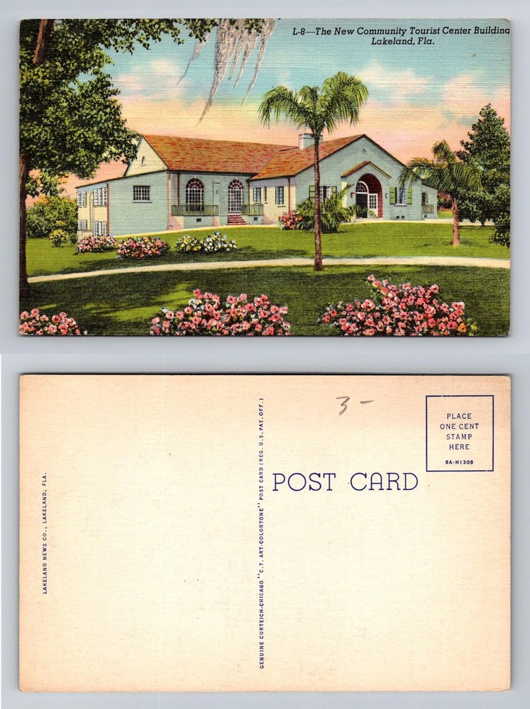Lakeland, FL-Florida, Community Tourist Center Gardens Lawn Vintage Postcard