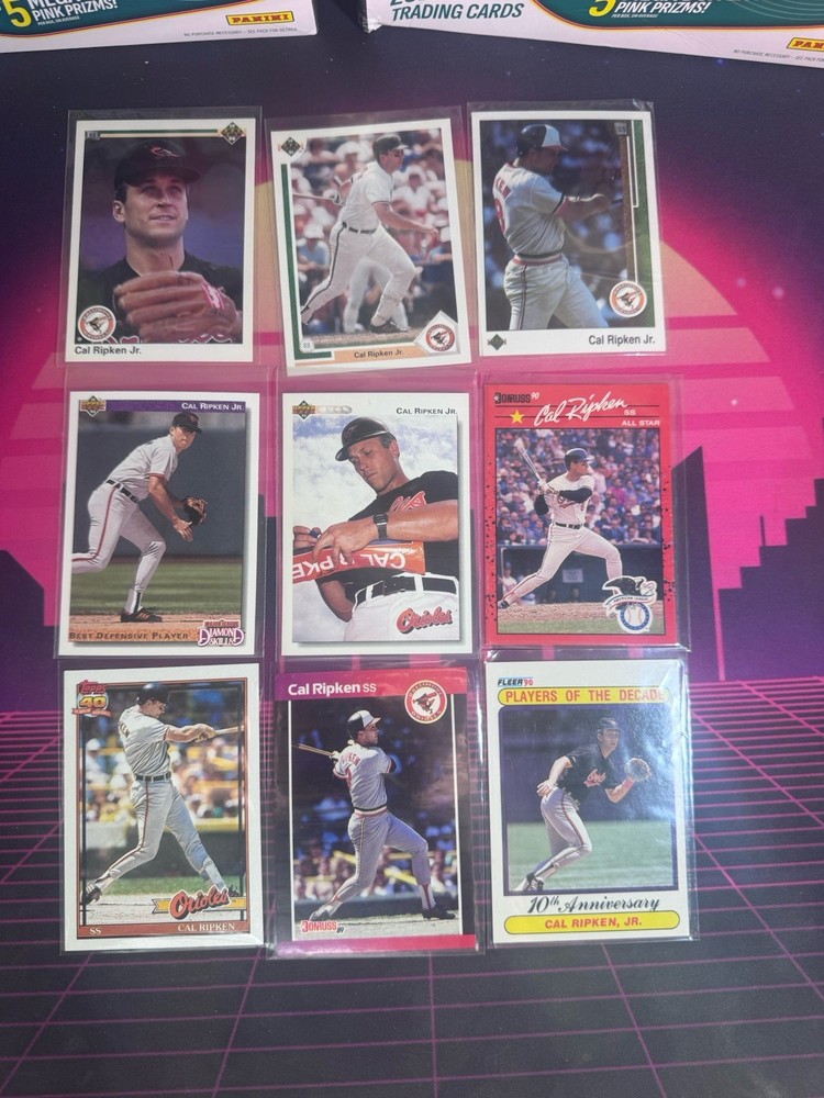 Cal Ripken Jr Baltimore Orioles Baseball Card Lot (9)