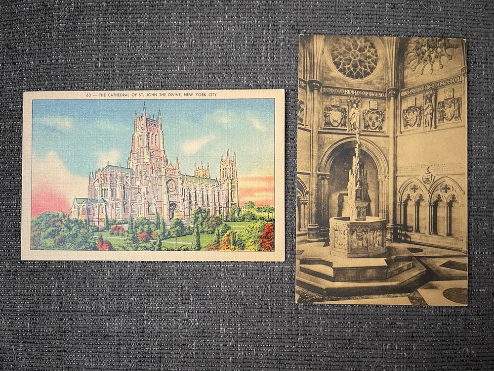 Linen Postcards New York City, NY~ Cathedral Of St. John The Divine