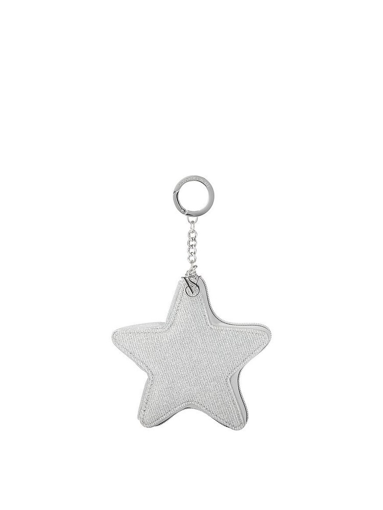 Victoria's Secret Silver Star Pouch Coin Purse Keychain Nwt