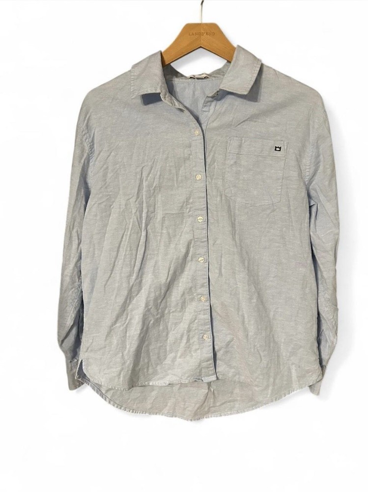 Crown & Ivy Small Light Blue Button Down Shirt Classic Collared Long Sleeve Top