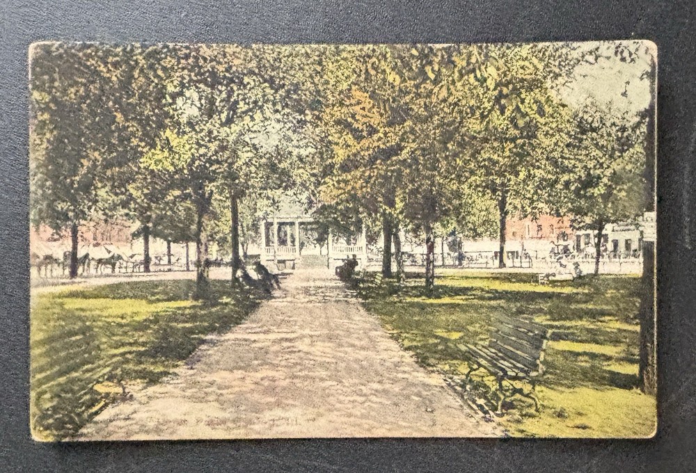Canton Illinois Jones Park View Along Walkway to Gazebo 1909 Postcard
