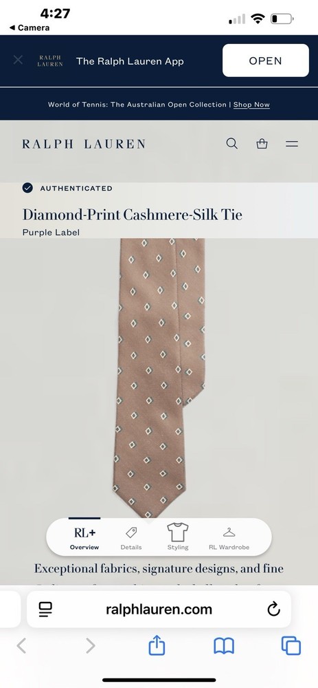 Ralph Lauren Purple Label Men’s 100% Silk Tie￼ Made In Italy Luxury!