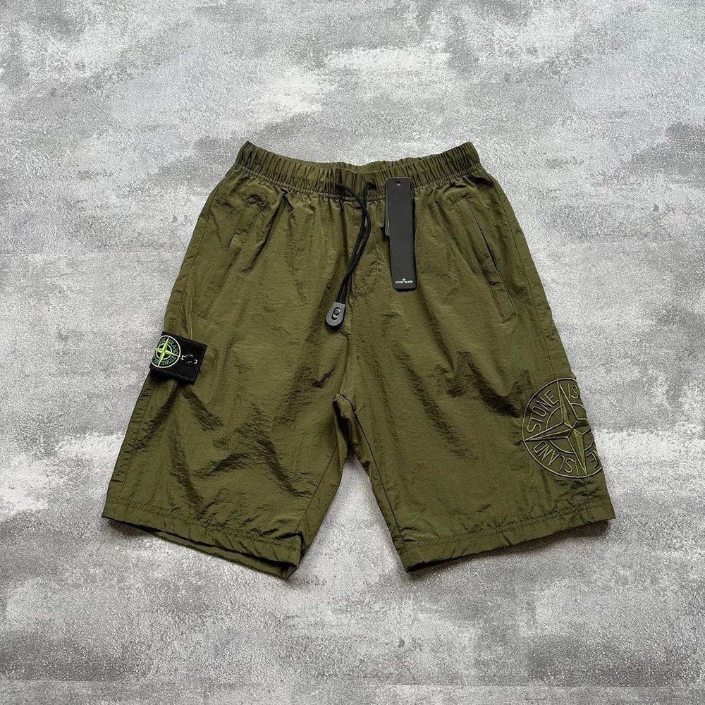 Stone Island Nylon Cargo Shorts with Compass Embroidery — Men's Size L