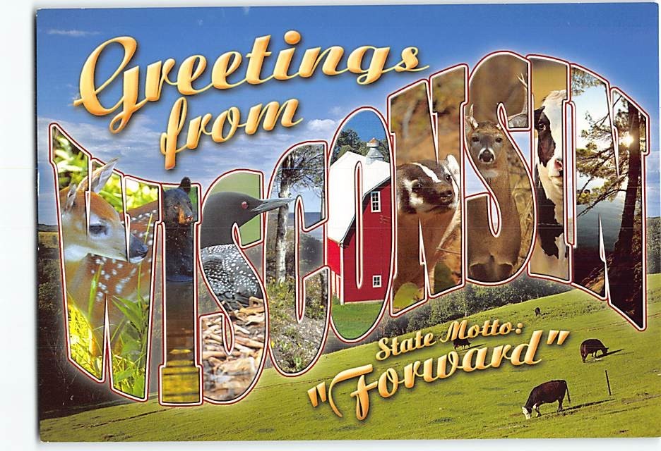 Postcard Scenes & Views Greetings from Wisconsin USA