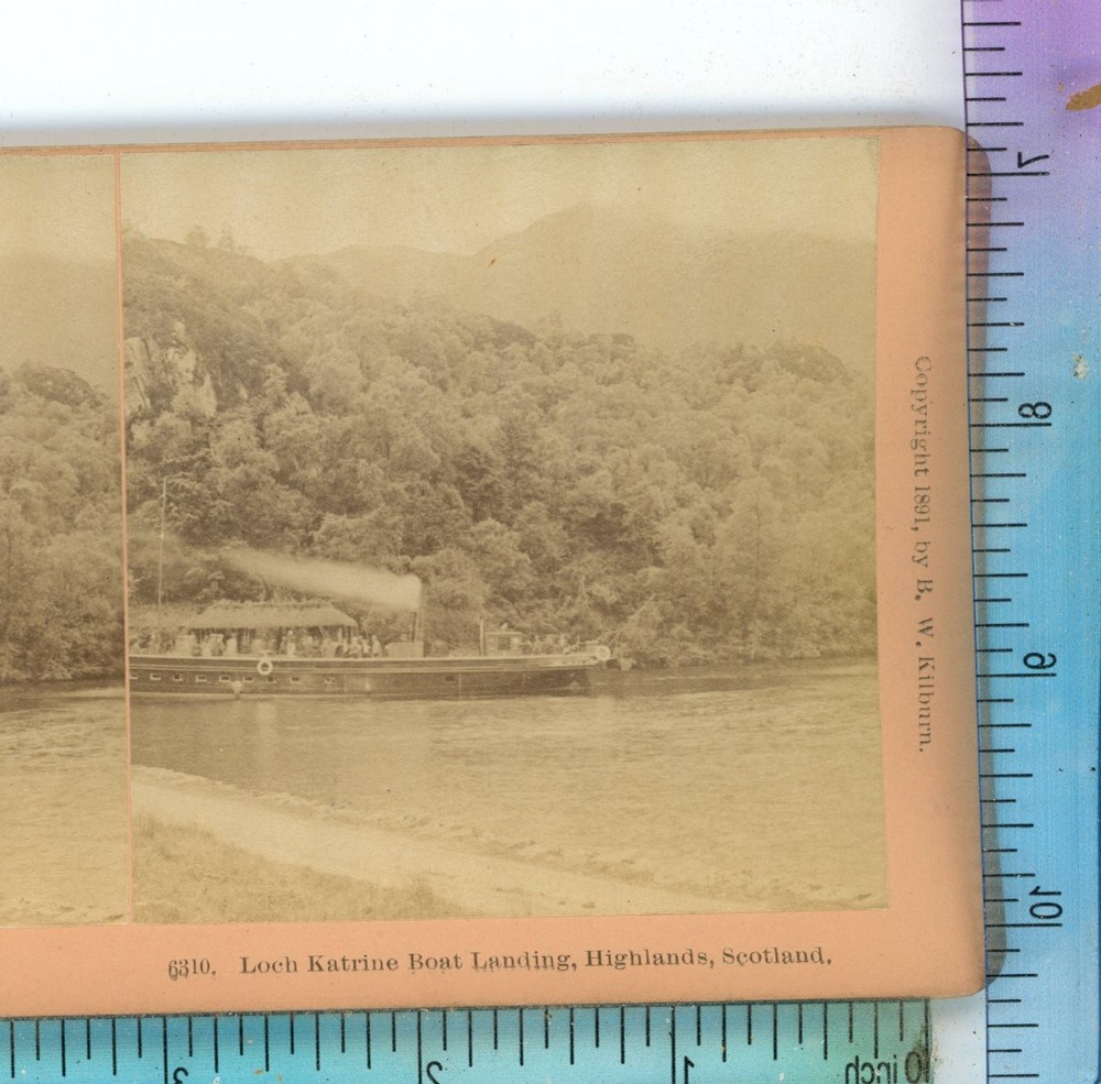 Loch Katrine Boat Landing Highlands Scotland B.W. Kilburn Stereoview