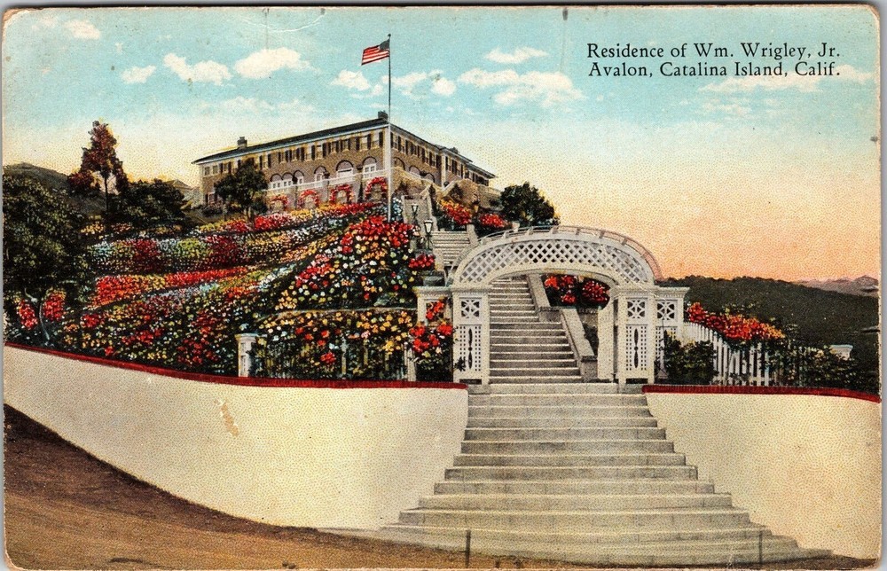 Catalina Island CA-California, Residence Wm. Wrigley Jr., Vintage Postcard