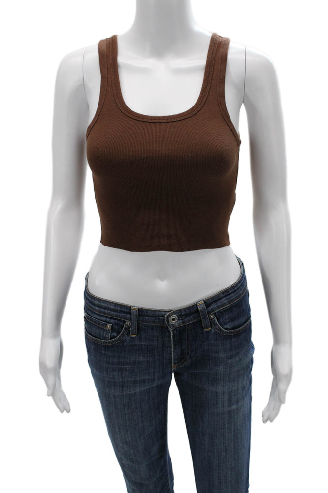 Sunday Best Womens Cropped Brown Tank Sleeveless Round Neck Size XSFree Shipping in US $100+ Orders | $6.95 Orders Below