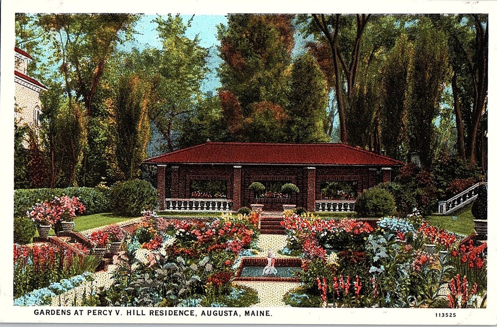 Postcard GARDEN SCENE Augusta Maine ME j/11 AI2094