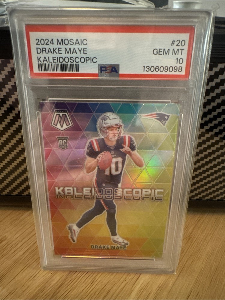 2024 Mosaic Drake Maye Kaleidoscopic Prizm RC case Hit PSA 10 No.20 Patriots