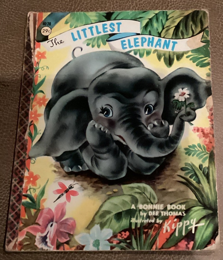 The Littlest Elephant Dee Thomas 1959 HC Bonnie Book Vtg Children's Book
