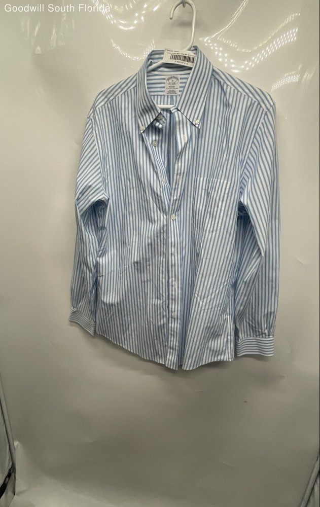 Brooks Brothers Mens Blue White Long Sleeve Button-Up Shirt Size M