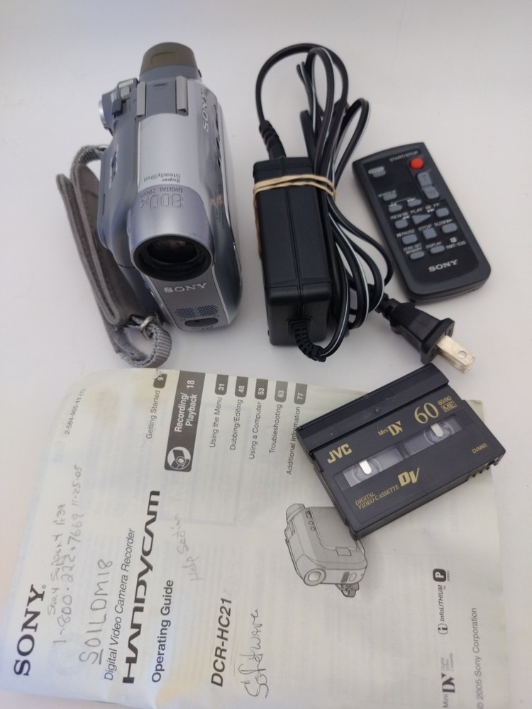 Sony DCR-HC21 MiniDV Camcorder Plays Tapes Remote Works AS IS Read