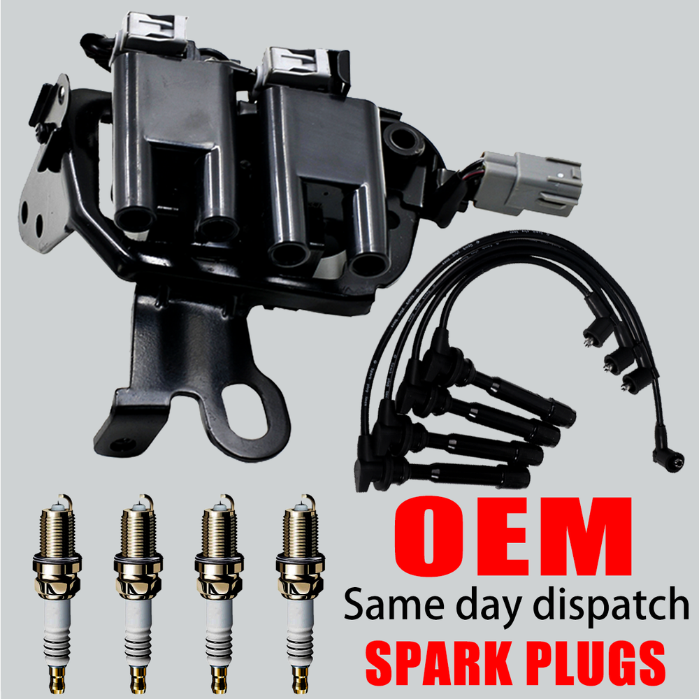 OEM Ignition Coil & Iridium Spark Plug & Wire For Hyundai Elantra Kia Soul UF419