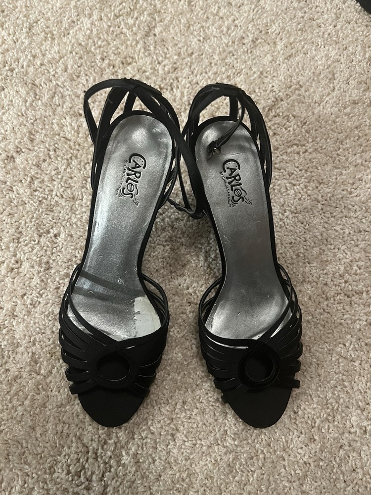 *CARLOS SANTANA* Tremble Black Strappy Heels Size 10M